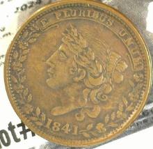 1841 Hard Times Token, Specie Payment Suspended May 10th.