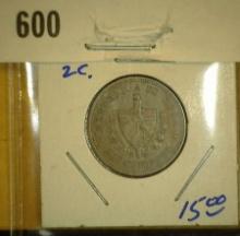 1916 Cuba 2-Centavos Uncirculated.