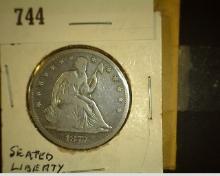 1877 S U.S. Seated Liberty Half Dollar, carded.