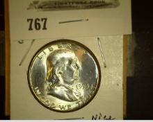 1953 S U.S. Silver Franklin Half Dollar, Brilliant Uncirculated.