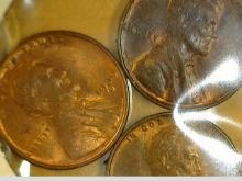 1937 P, 1939 D, & 1940 P Lincoln Cents, all nicer grades and carded together.