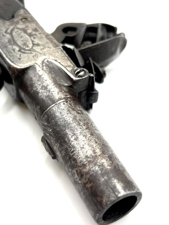 Antique Flintlock Pocket Pistol by Brasher