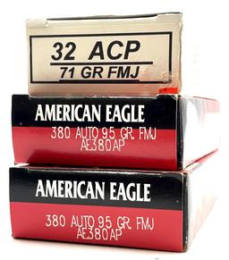 (3) American Eagle 380 Auto & 32ACP Ammo 150 Ct