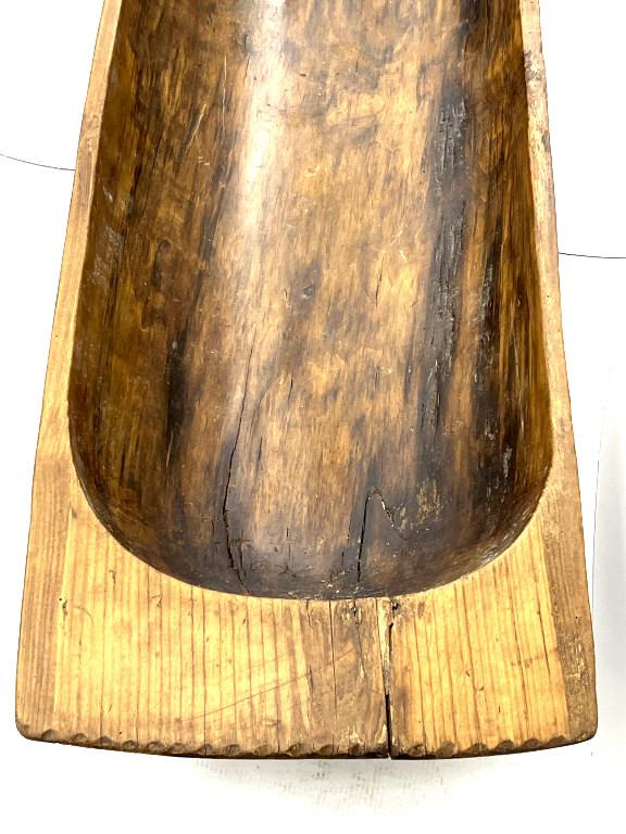 Large Antique Hand Carved Wood Dough Bowl