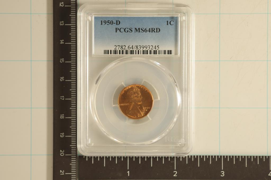 1950-D LINCOLN WHEAT CENT PCGS MS64RD