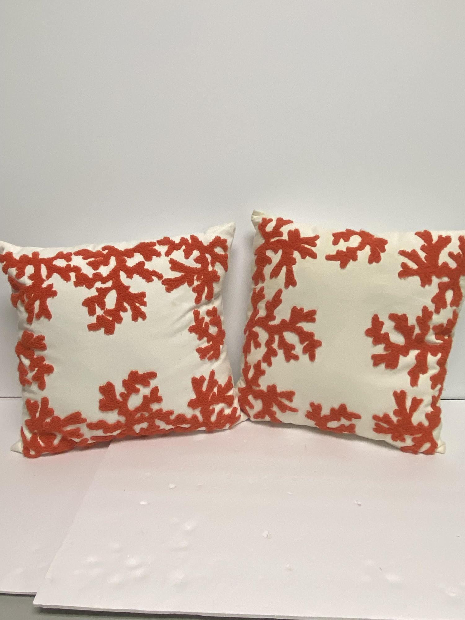 PAIR OF RED CORAL STYLED PILLOWS