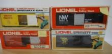 4 LIONEL  HIGH CUBE BOX CARS ROLLING STOCK