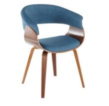 Vintage Walnut and Blue Mod Dining/Accent Chair