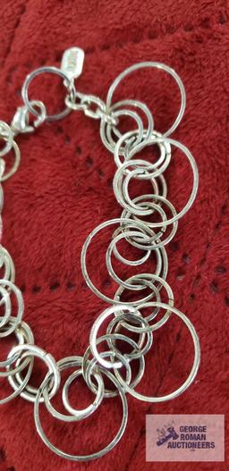 Silver colored circle link bracelet, marked Alfani....Silver colored chain, no markings.