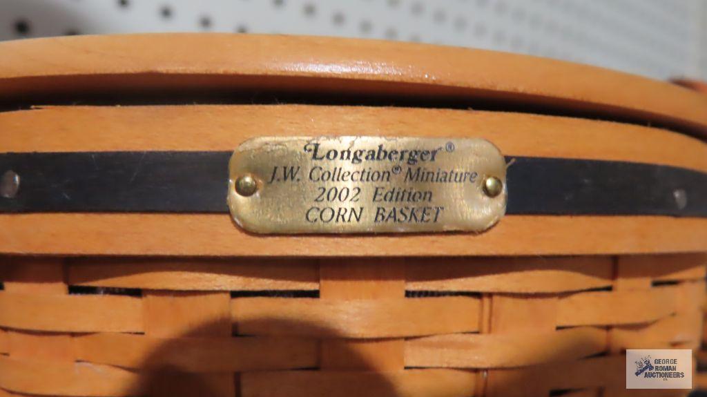 Longaberger...J.W. Collection...Miniature 2001 banker's wastebasket and 2002 corn basket