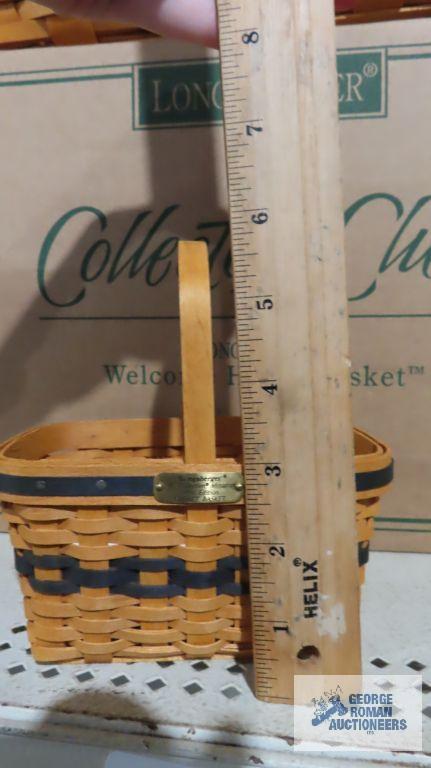 Longaberger miniature wastebasket and miniature market basket