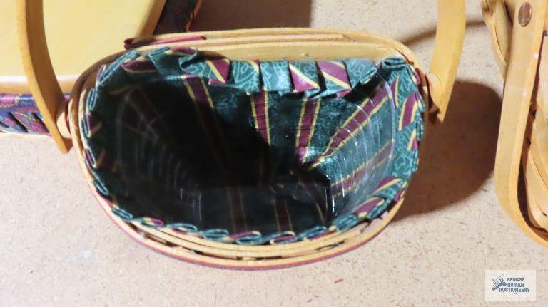 Longaberger 1996 and...1999 green and red striped baskets