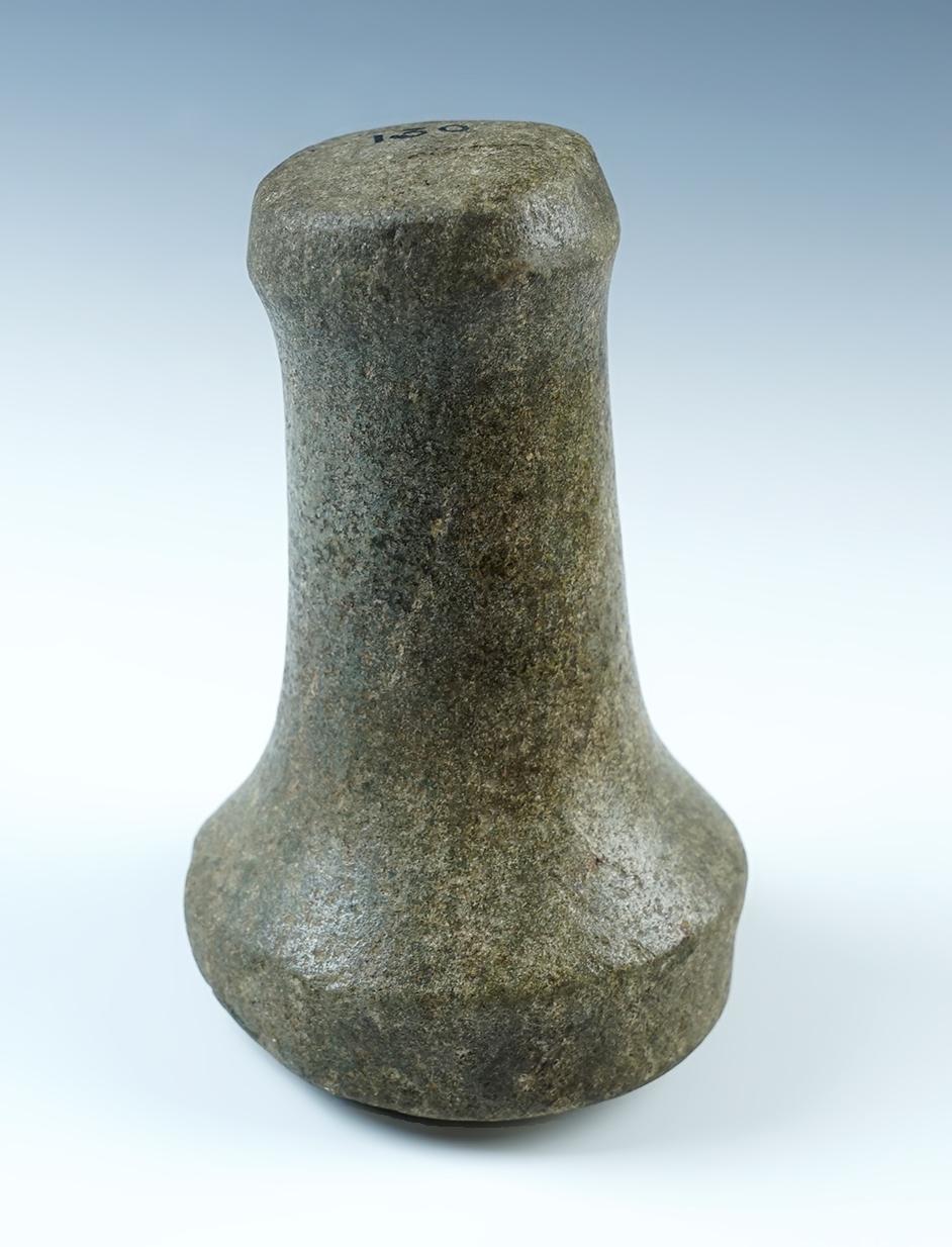 Highly stylized  5 3/8" tall Hardstone Knobbed Ohio Pestle. Ex. Billy Hillen, Dr. Meuser.