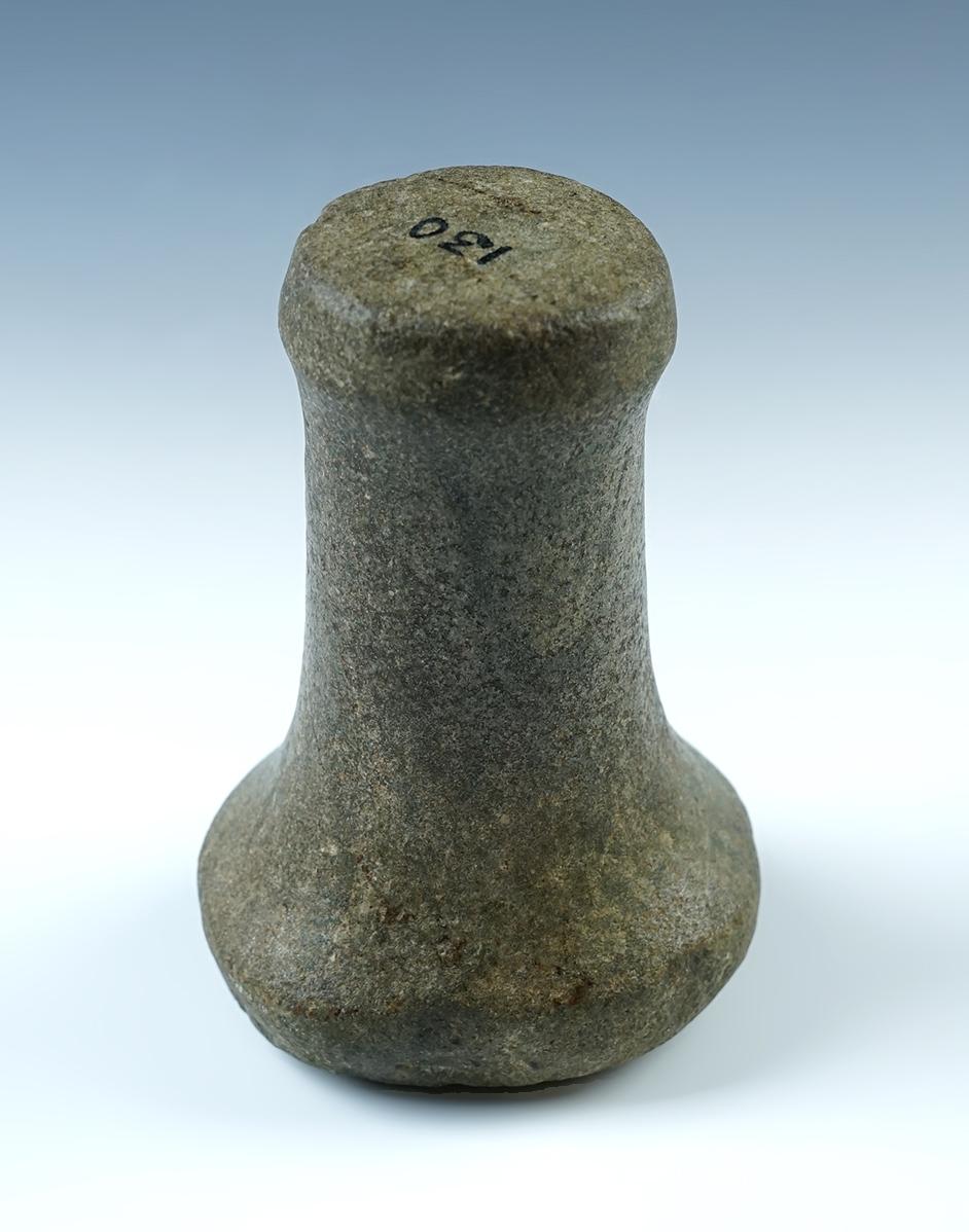 Highly stylized  5 3/8" tall Hardstone Knobbed Ohio Pestle. Ex. Billy Hillen, Dr. Meuser.