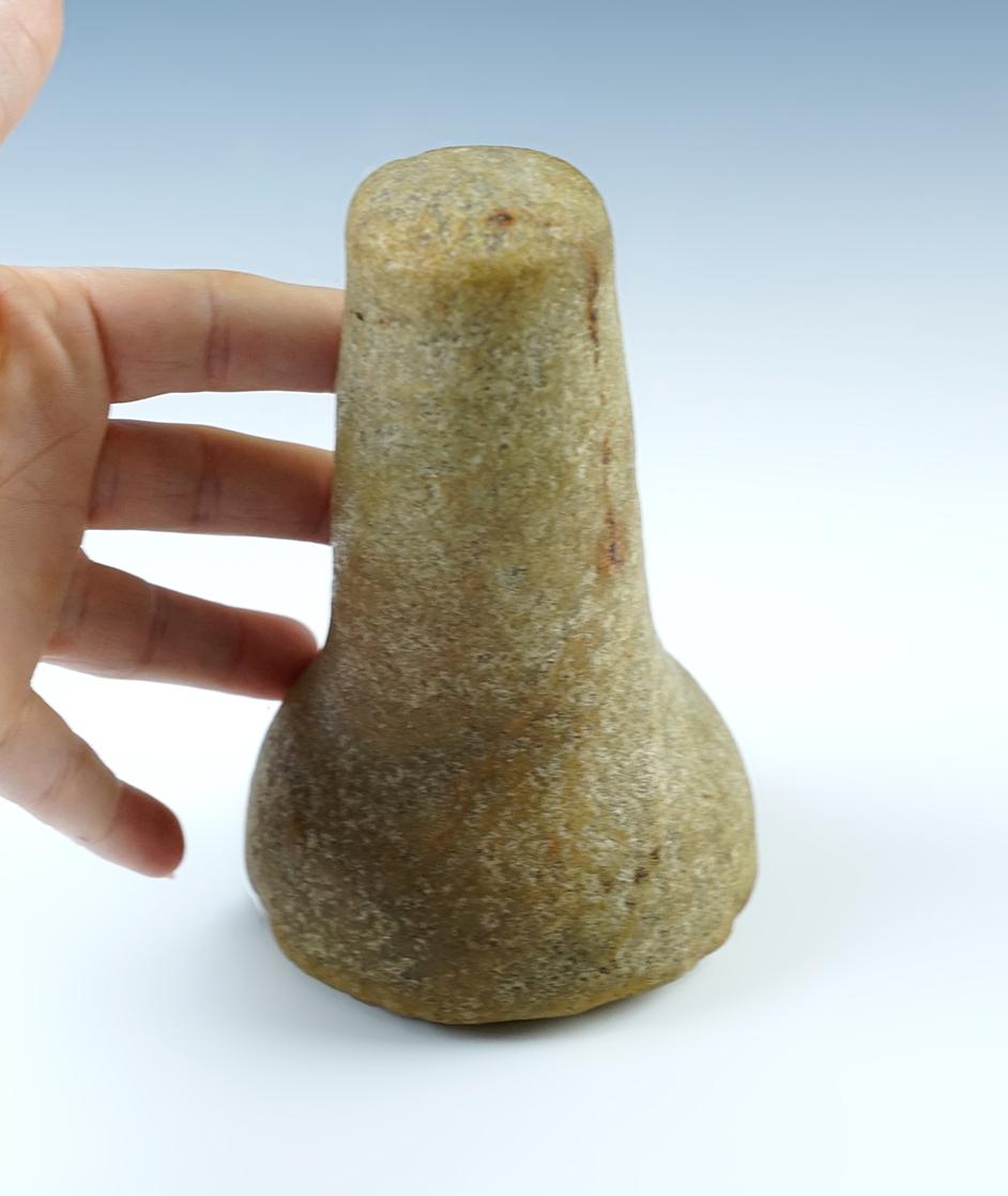 Exceptional! 5 3/16" Bell Pestle in perfect condition. Made from attractive yellow Quartz - Ohio.