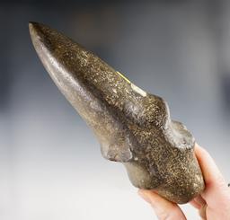 Well styled 7 1/16" long 3/4 Grooved Axe made from Hardstone. Found in Ohio.