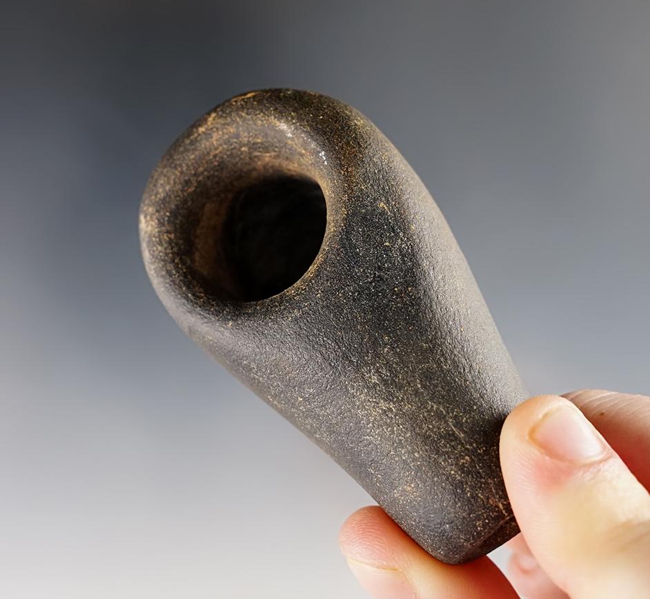 3" by 1 1/2" Ft. Ancient Pipe made from Sandstone. Found in Coshocton Co., Ohio. Bennett COA.