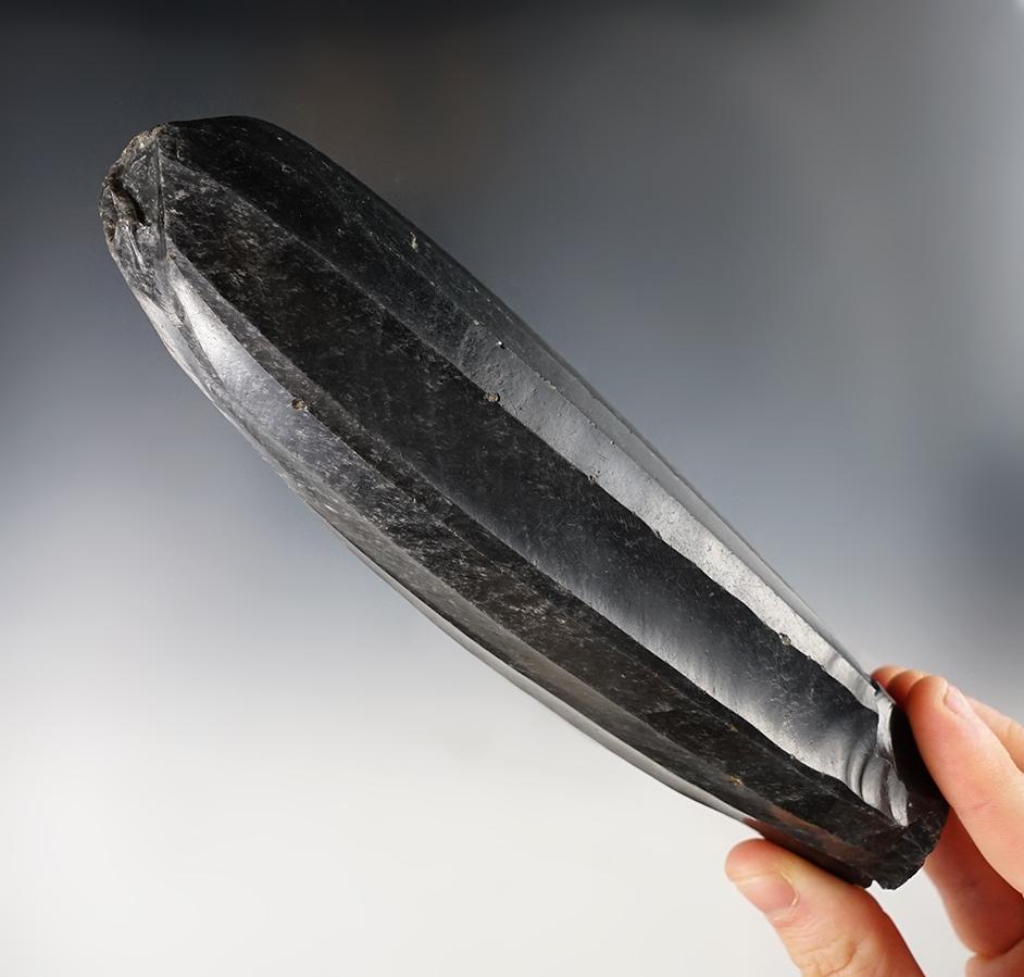 7 1/4" Prismatic Obsidian Core with nice flake scars on all sides recovered in Central America.