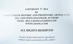 Hardcover Book: "Collectors of Historic & Prehistoric Artifacts" by Bill &Linda Ballinger.