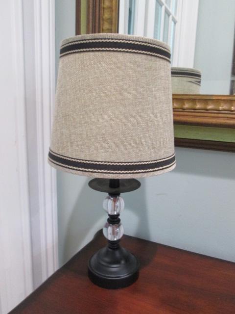 Small Table Lamp and Carved Wood Accent Table with Undershelf