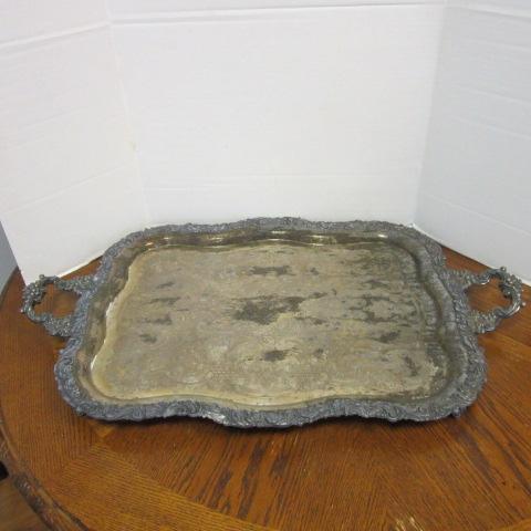 Large Heavy CS Silverplated Footed Serving Tray