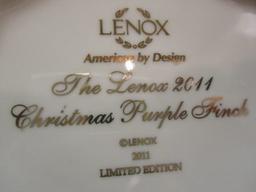 2011 Lenox Limited Edition "Christmas Purple Finch" Fine Porcelain Bird Figurine 5"