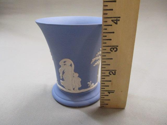 Vintage Wedgwood Blue Jasperware Vase - Made in England - 4"