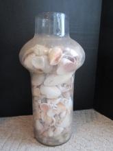 Large Glass Vessel Filled with Seashells