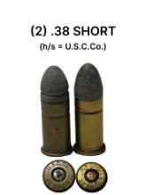 (2) .38 SHORT Cartridges (Unique Headstamps)