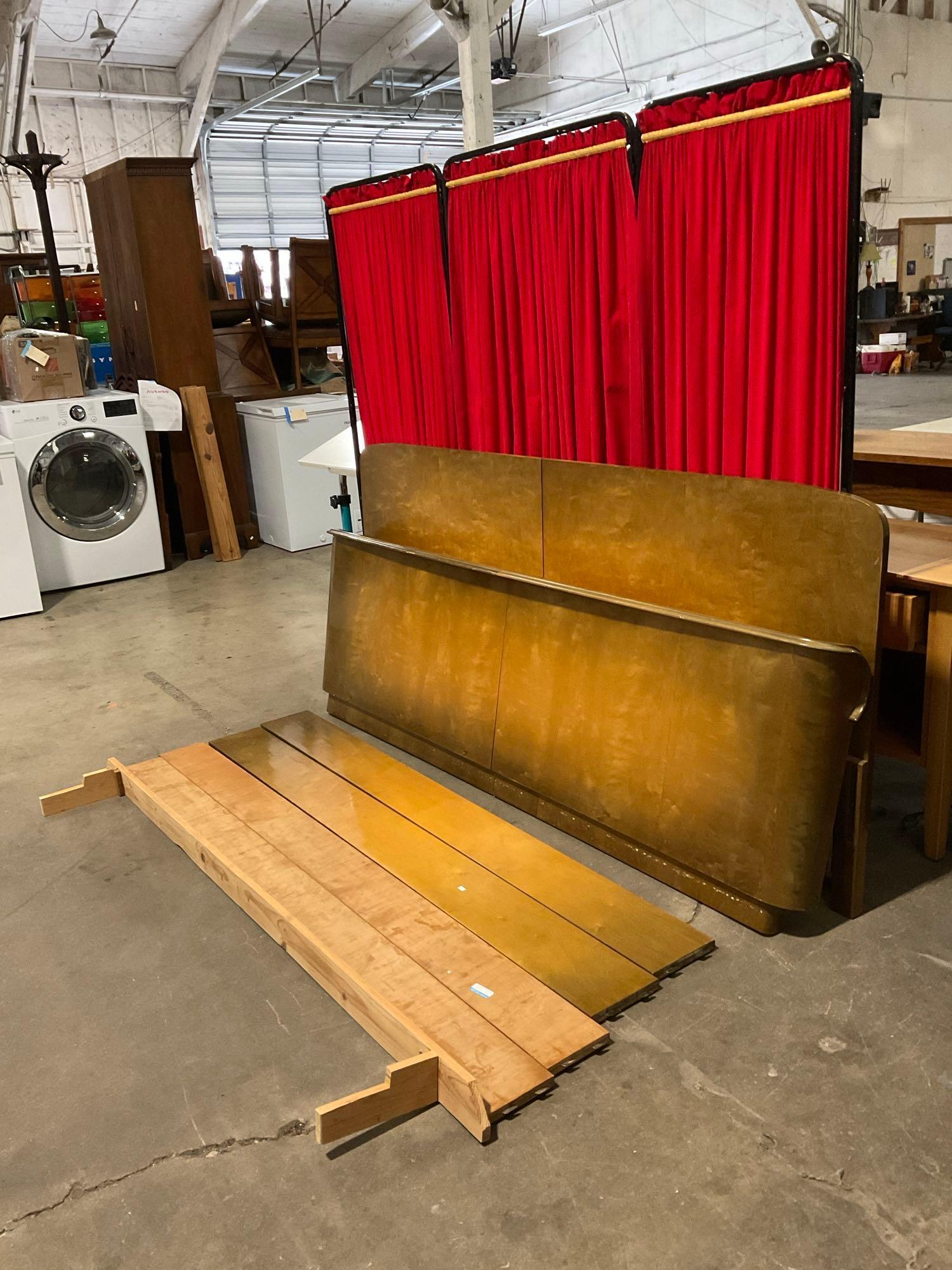 Vintage German Mid-Century Modern Maple Split King Bed Frame. Stands 37" Tall. See pics.