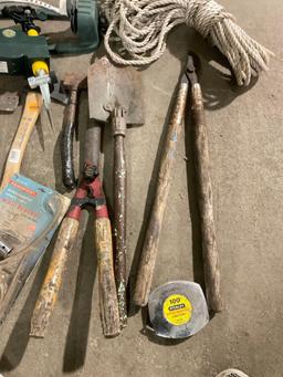 Collection of Garden & Yard Work Essentials incl. 3 Hatchets, Sprinklers, Gardening Tools, Rope