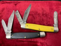 Pair of Old Cutler Stockman Pocket Knives, Black Handled #524 & Yellow Handled #532
