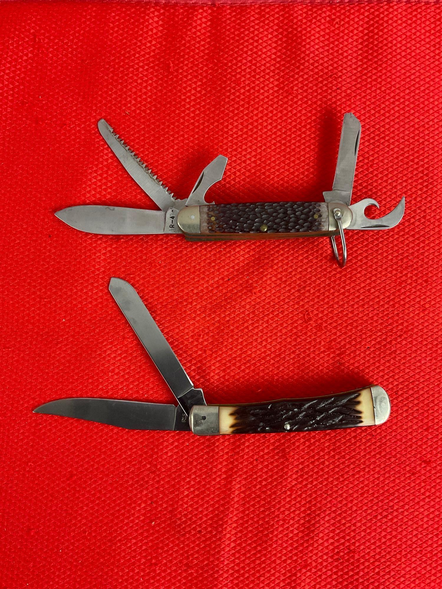 2 pcs Vintage Remington UMC Steel Folding Blade Pocket Knives Models R-4 & R-12. See pics.