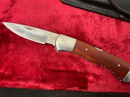 Vintage Buck Folding Knife 532+ Bucklock w/ leather sheath