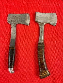 2 pcs Vintage Steel Camping Hatchets. Estwing 14A w/ Estwing Leather Sheath #2. Western L10. See