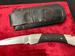 Vintage Buck Folding Knife #500, w/ Leather case
