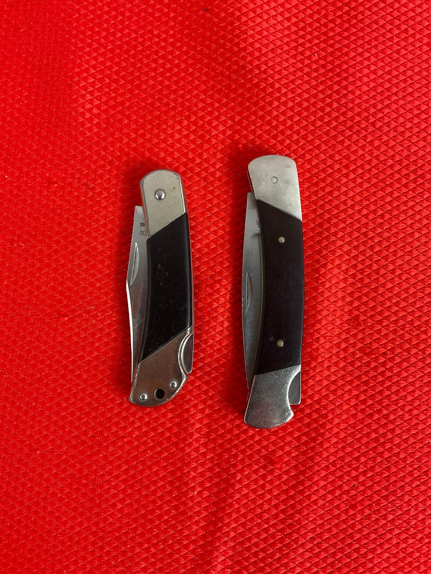 2 pcs Vintage Steel Folding Pocket Knives. 2.5" Kershaw Corral Creek 3115. 3" Buck 501. See pics.