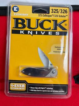 3x Buck Folding Pocket Knives Numbered 325, 515, & 525. 325 is new in box - See pics