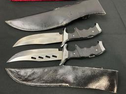 Pair of Pakistani Fixed Blade Knives, w/ leather sheaths