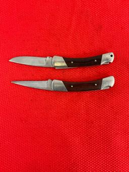 2 pcs Vintage Buck 2.5" Steel Folding Blade Squire Pocket Knives Models 501 & 501>. See pics.