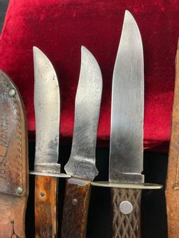 Trio of Vintage Remington Fixed Blade Knives, 2x RH-4 & 1x RH-6