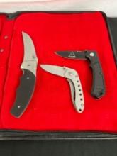 3x Tomahawk Brand Folding Blade Pocket Knives - 2 Standard - 1 Curved Blade - See pics