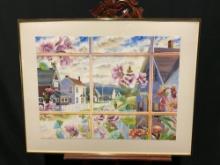 Framed Original Watercolor on Paper by William Kucha titled View From The Window, Cannon Beach, 1...