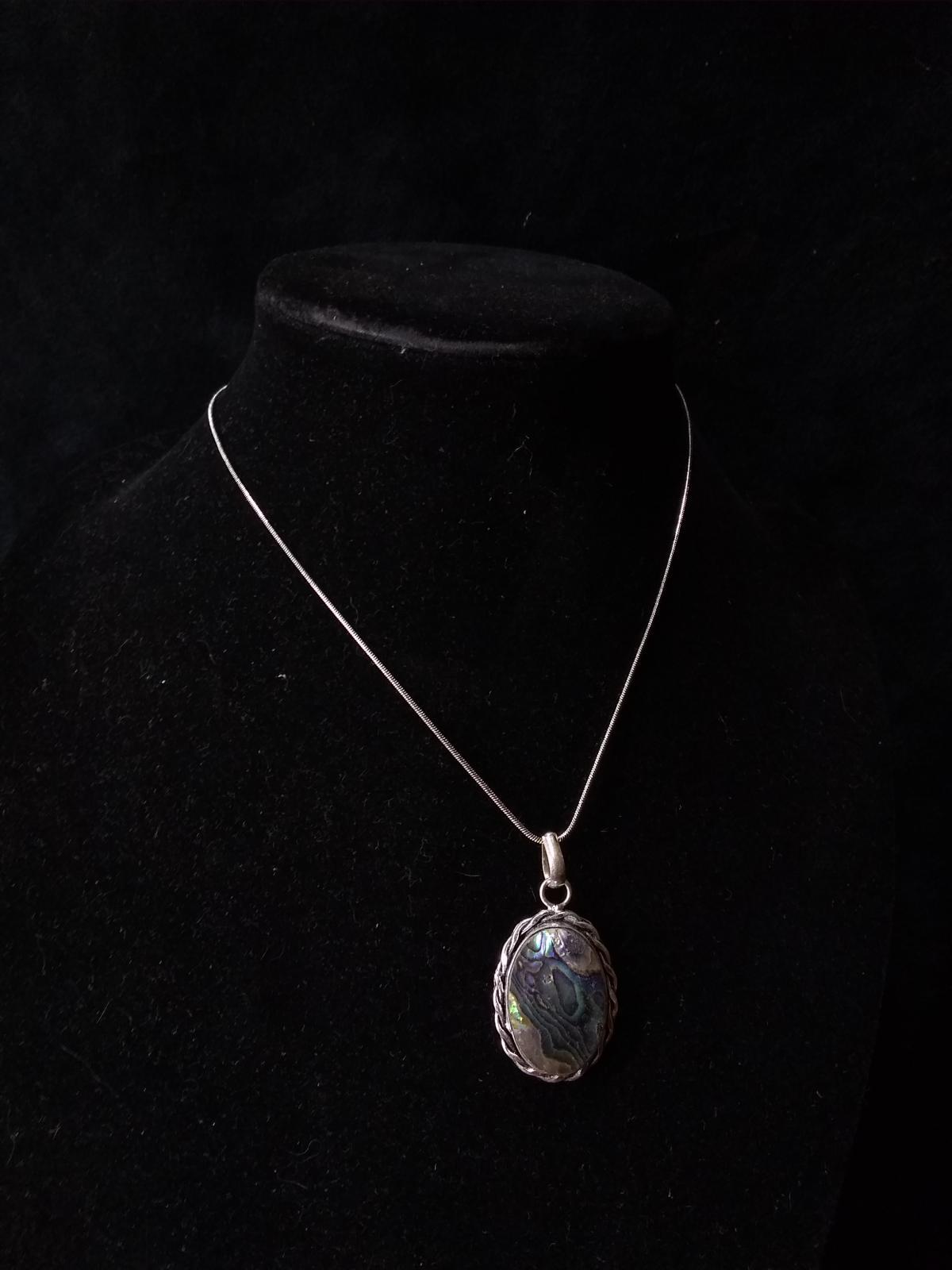 Polished Stone Lapis Pendant with Sterling Silver Chain