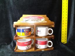 Novelty Campbell's Soup Mugs and Wooden Storage Box