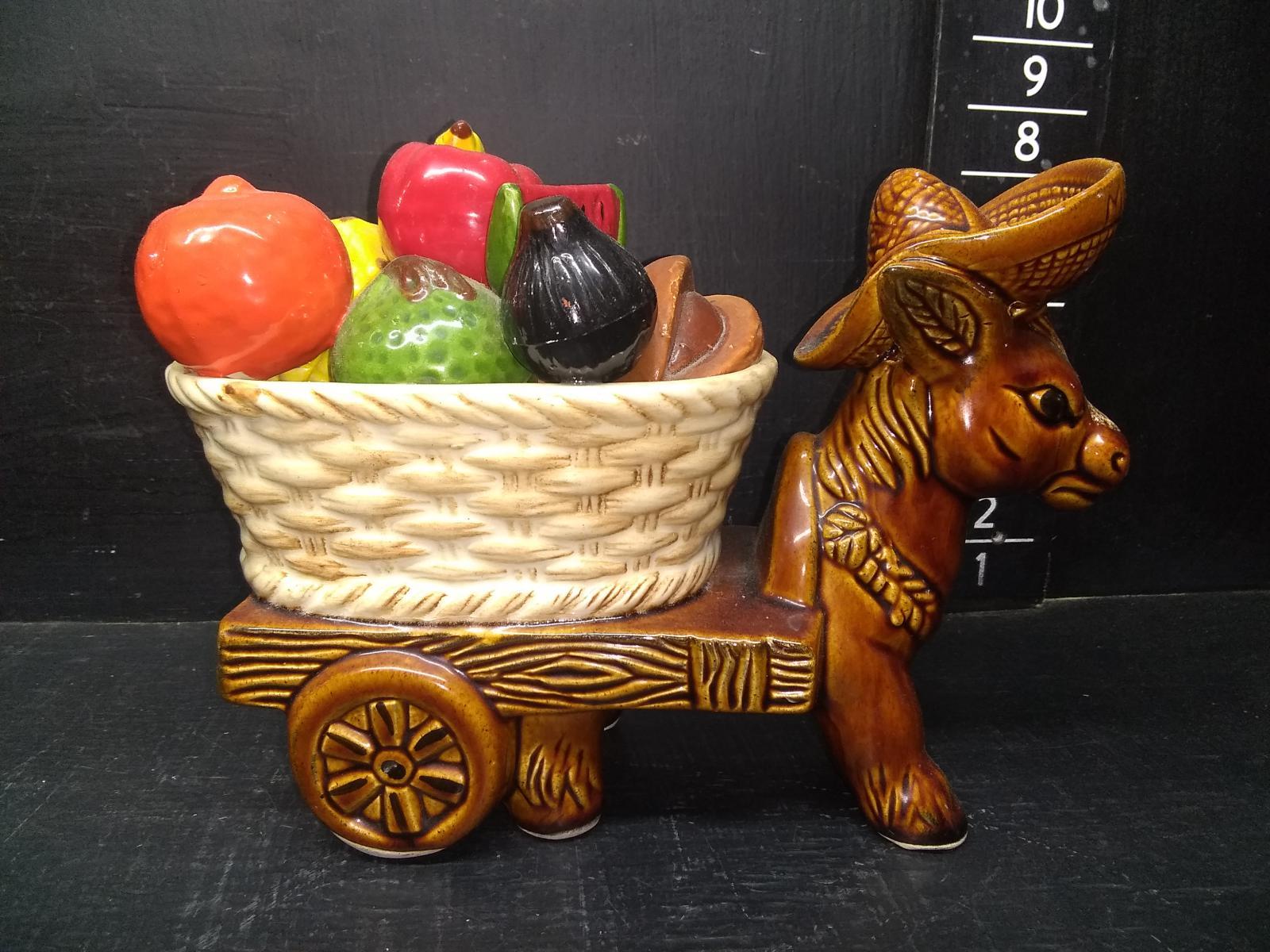Vintage Donkey Cart with Faux Veggies and Fruit
