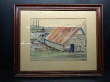 Framed and Matted Watercolor-The Fish Shack by EN Smith