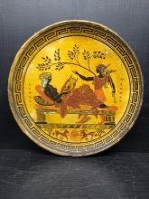 Contemporary Terracotta Plate with Greek Scene