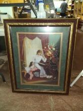 BL-Framed and Matted Print-Mommy and Daughter at Piano