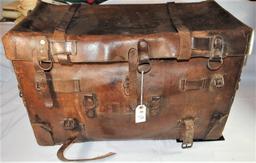 LARGE LEATHER PAYROLL TRUNK FROM ROBBERY